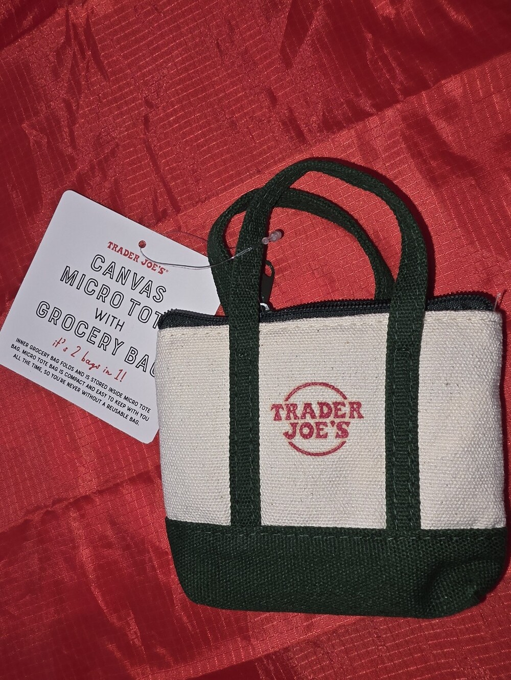 Set Of 3 Trader Joe's Canvas Micro Tote w/Grocery Bag - Picture 4 of 5
